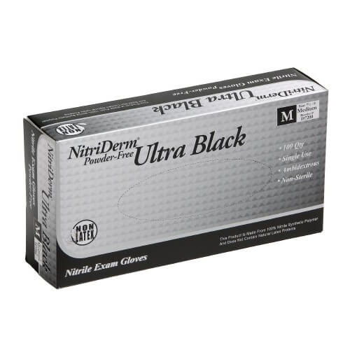 Black Nitrile Exam Gloves NitriDerm® Ultra XS thru XXXLG