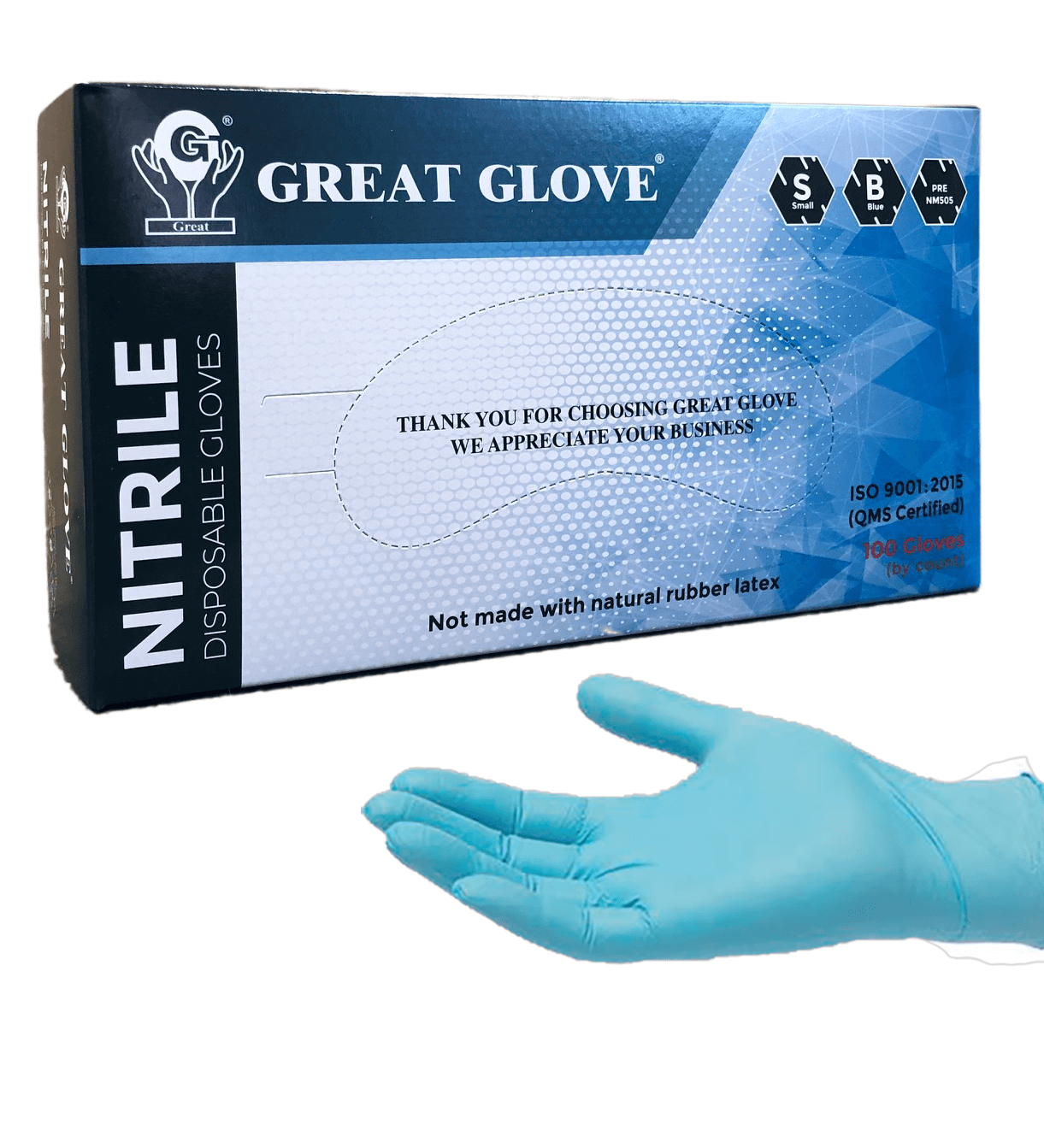 Aqua Nitrile Gloves, Powder Free – - Main Image