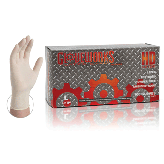 Gloveworks® ILHD Heavy Duty Latex Gloves by Ammex, Powder Free,