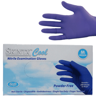 Blue Nitrile Exam Gloves, Powder Free, SkinTx® Cool Blue by TG Medical