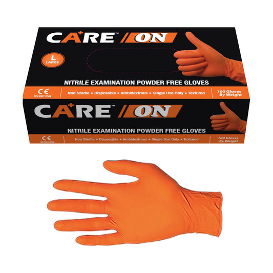 Introducing Care On 6.0 Mil Nitrile Exam Gloves in Hi-Vis Orange