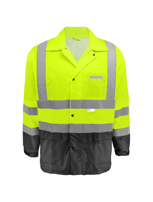 FrogWear® HV High-Visibility Yellow/Green Polyurethane Coated 150D Oxford Polyester Rain Jacket - GLO-1500