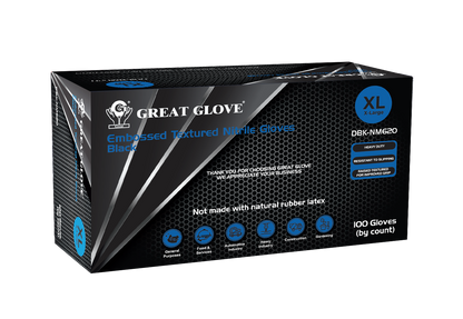 Great Glove 3D 6 Mil Black Nitrile Diamond Grip Industrial Gloves