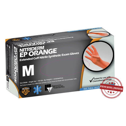 NitriDerm® EP Orange® Nitrile Exam Gloves – Extended Cuff 6.5 mil