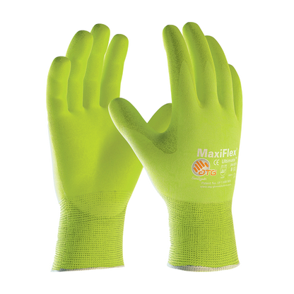 MaxiFlex® Ultimate™ 34-874FY Hi-Vis Seamless Nitrile Grip Work Gloves