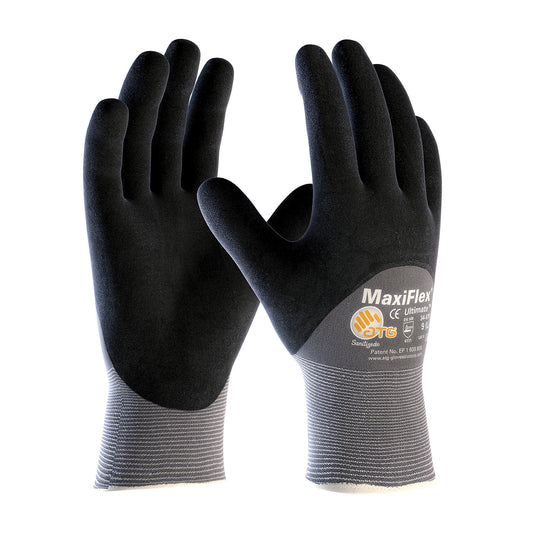 Infimor Safety Work Gloves,Nitrile Coated Gloves For Men Women,Non  Slip,Durable,12 Pairs,Black,Large 