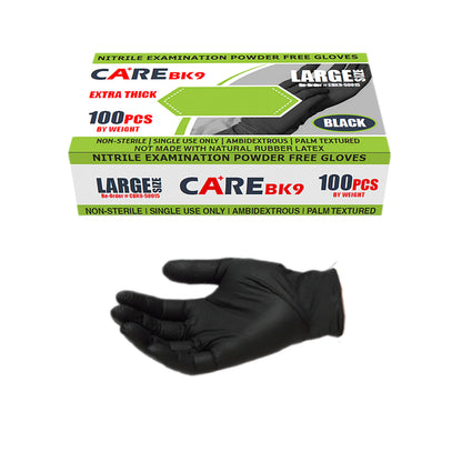 6mil Black Nitrile Gloves, Exam Grade  Care BK9