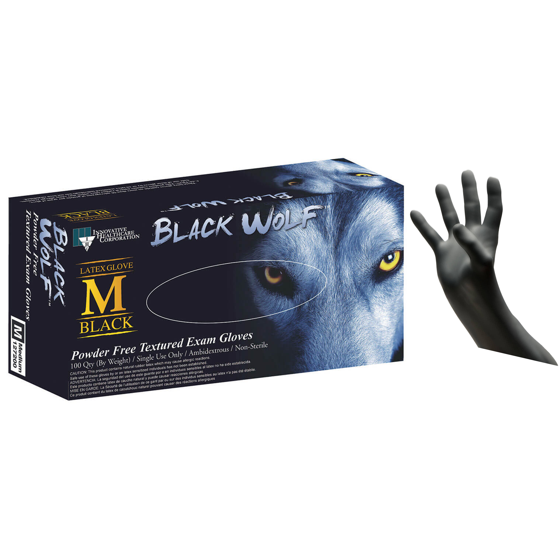 Black Wolf Latex Exam Gloves