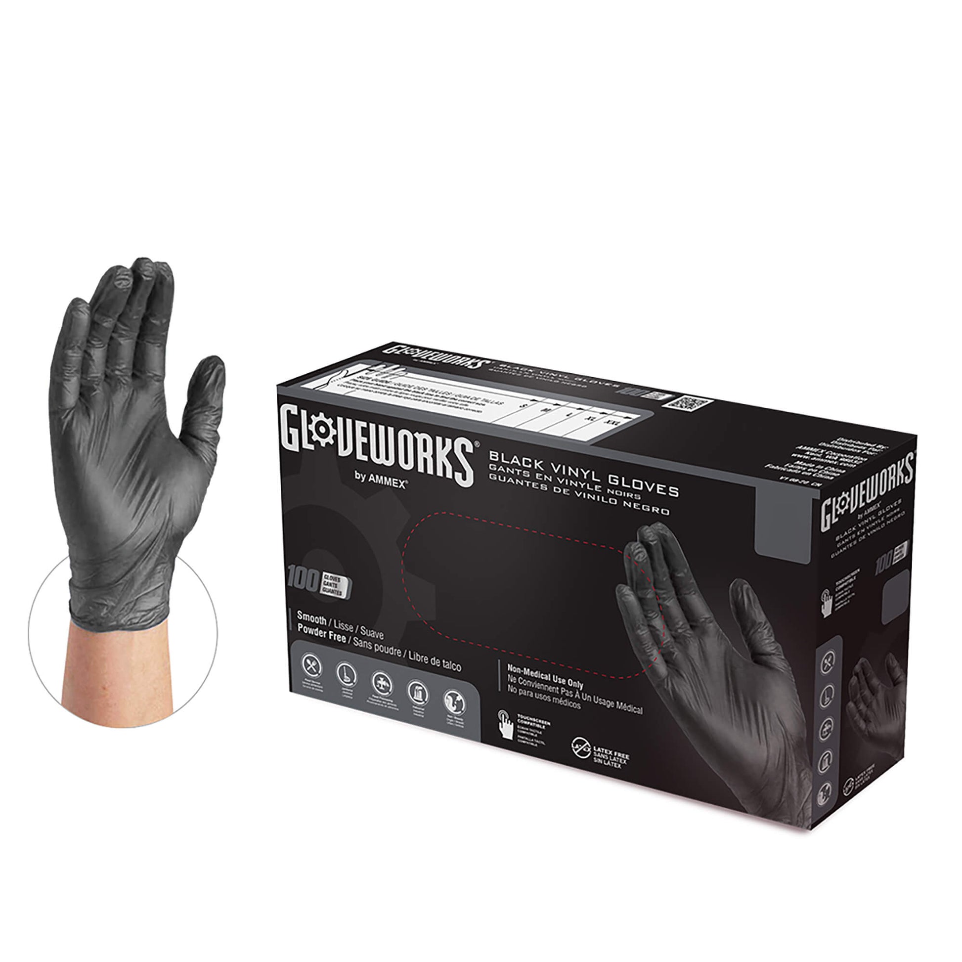 GloveWorks Black Vinyl Industrial Gloves