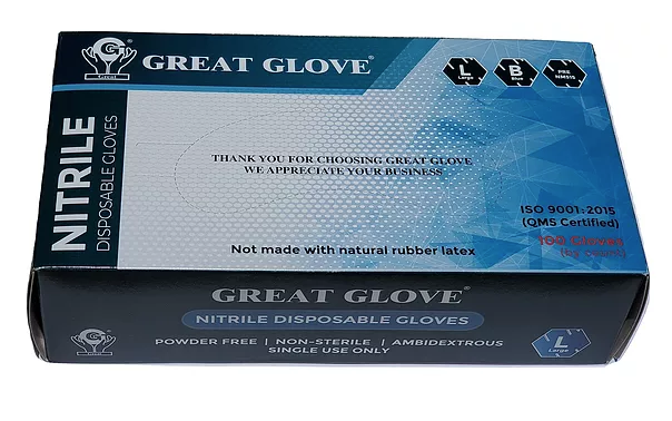 Aqua Nitrile Gloves, Powder Free  5 Mil.