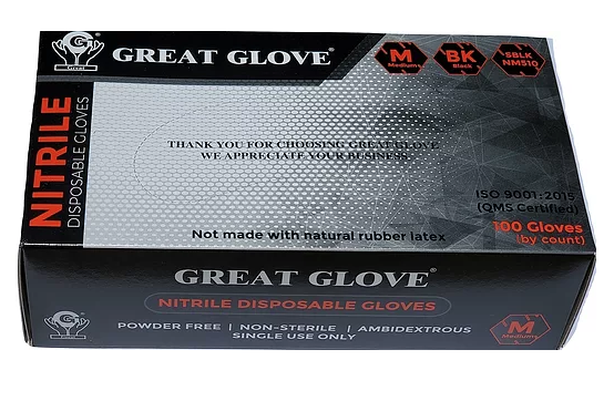 GREAT GLOVE Soft Black Nitrile Powder Free Gloves