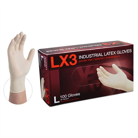 LX3 Industrial Latex Gloves, Powder Free by Ammex. Free Shipping!