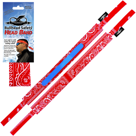 Bullhead Safety® Red Paisley Cooling Head Band