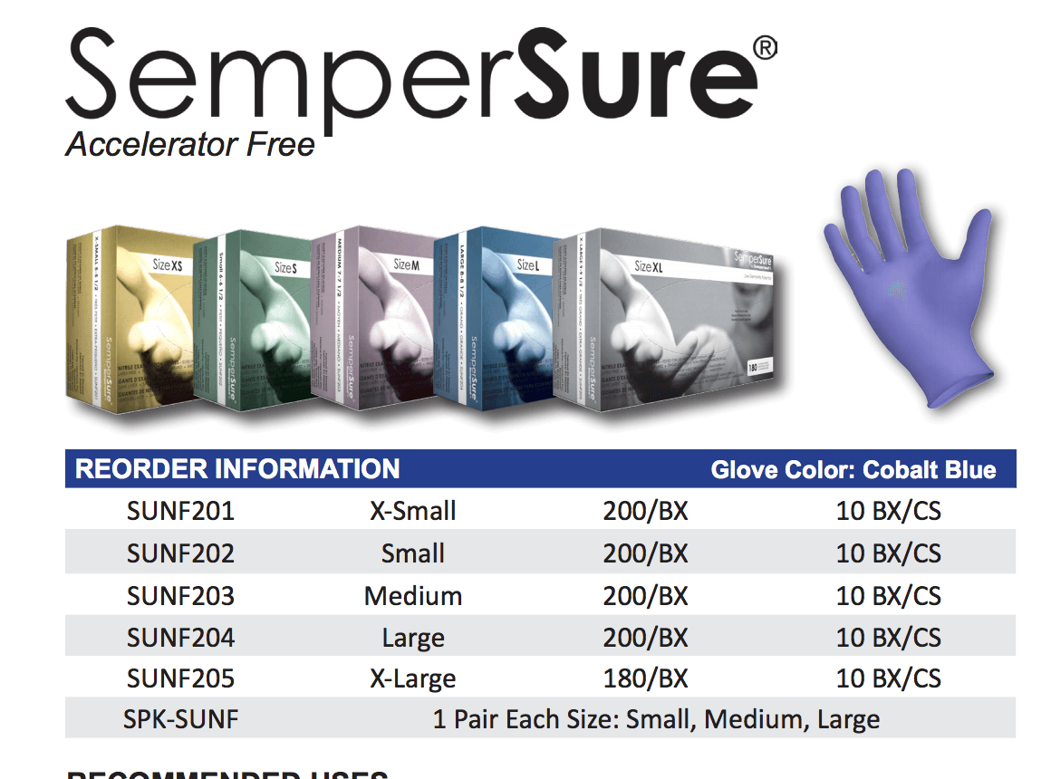 SemperSure® Accelerator Free, Powder Free Nitrile Exam Gloves