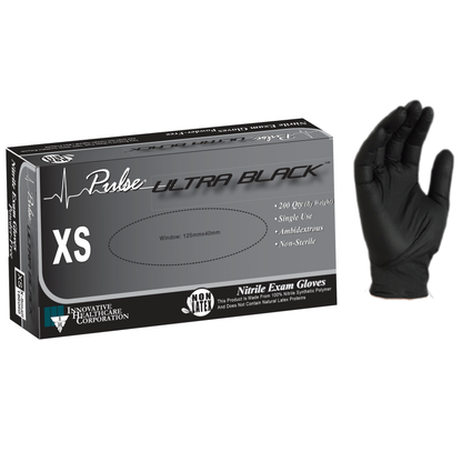 Pulse® Ultra Black Nitrile Exam Gloves, 200 Ct
